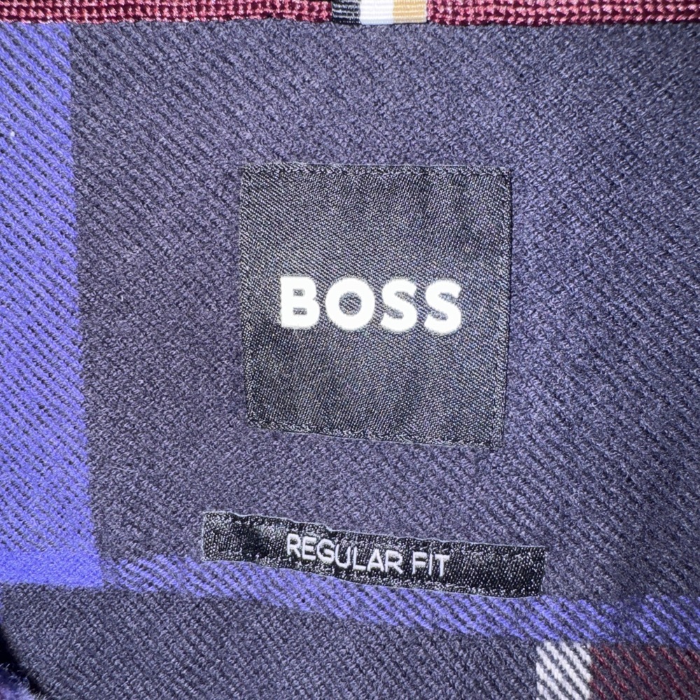 Boss By Hugo Boss Liam Regular Fit Plaid Flannel Button-Up Shirt Purple Sz L NEW - Picture 4 of 10